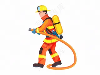 消防员灭火卡通插画免抠