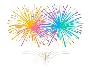 绽放烟花彩色免抠