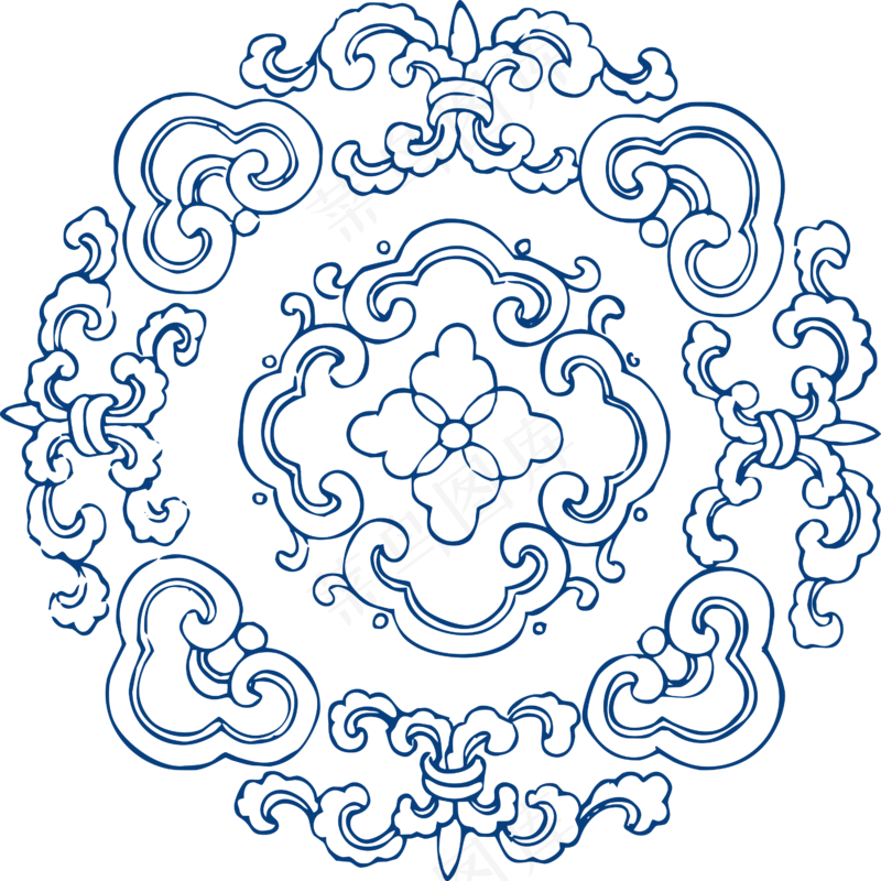 古代青花瓷图案花纹中国风图案祥云纹理传统图腾矢量AI设计免扣素材