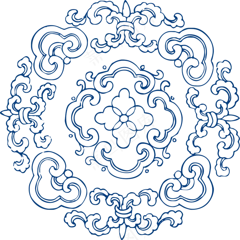 古代青花瓷图案花纹中国风图案祥云纹理传统图腾矢量AI设计免扣素材