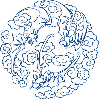 古代青花瓷图案花纹中国风图案祥云纹理传统图腾矢量AI设计PNG免扣素材