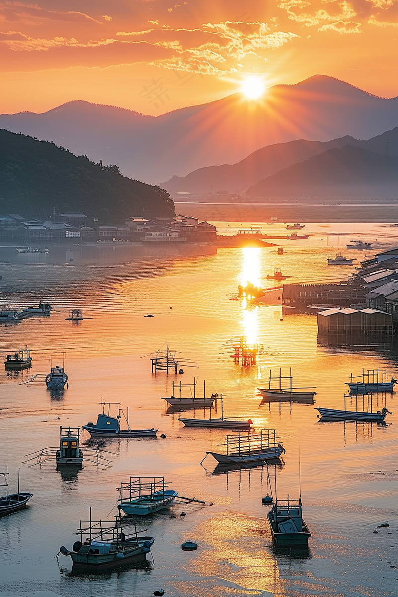 夏日落日海报沙滩晚霞摄影图(2688x4032)