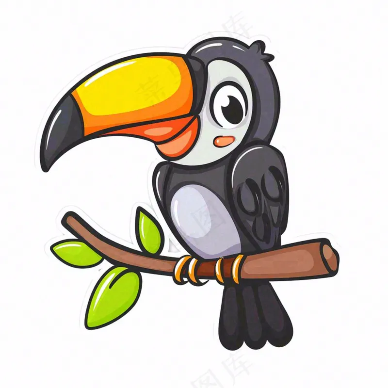 鵎鵼巨嘴鸟动物卡通插画免抠(1024x1024)