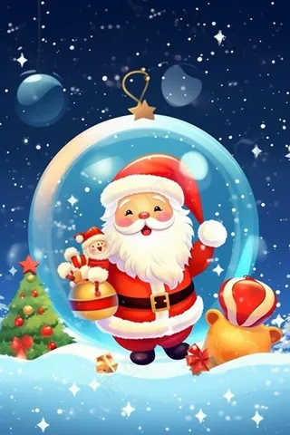 圣诞快乐水晶球雪人可爱温馨背景