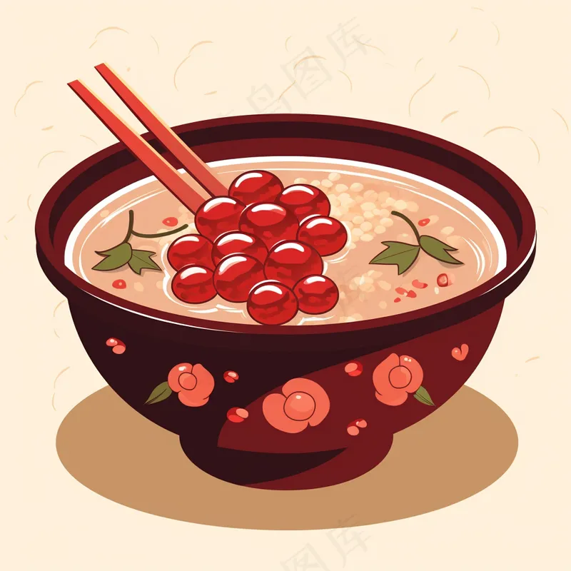 腊八粥食物卡通插画插图背景(3072x3072)