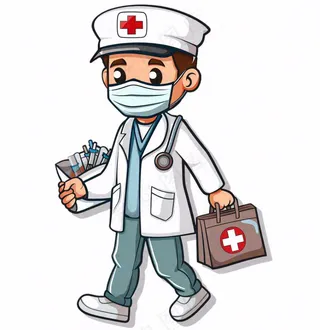 医生提着药箱医疗人物卡通插画免抠