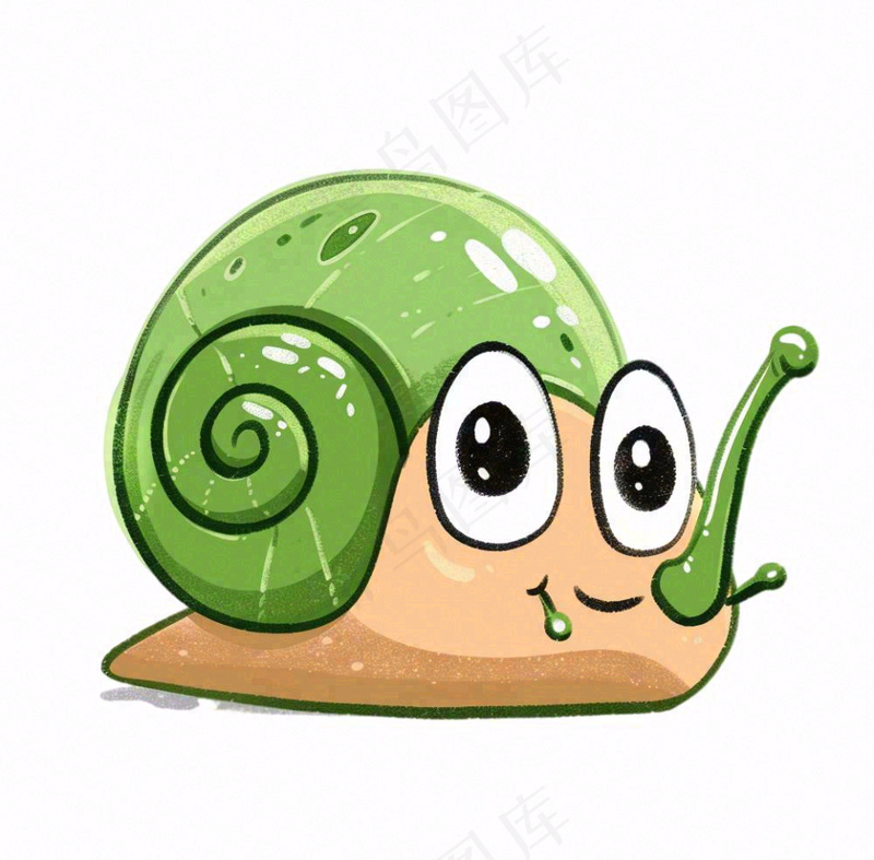 绿色蜗牛昆虫卡通插画免抠
