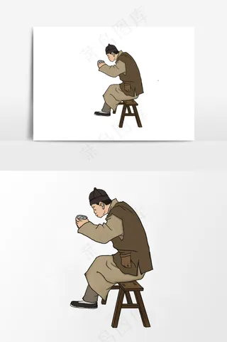 插画丨国风人物丨敬茶者001丨PPT插图