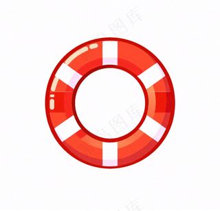 游泳圈救生圈卡通插画免抠
