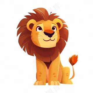 狮子雄狮动物卡通插画免抠
