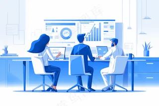 扁平风蓝色会议元素