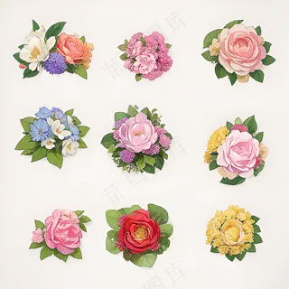 红色黄色粉色玫瑰花免抠素材101