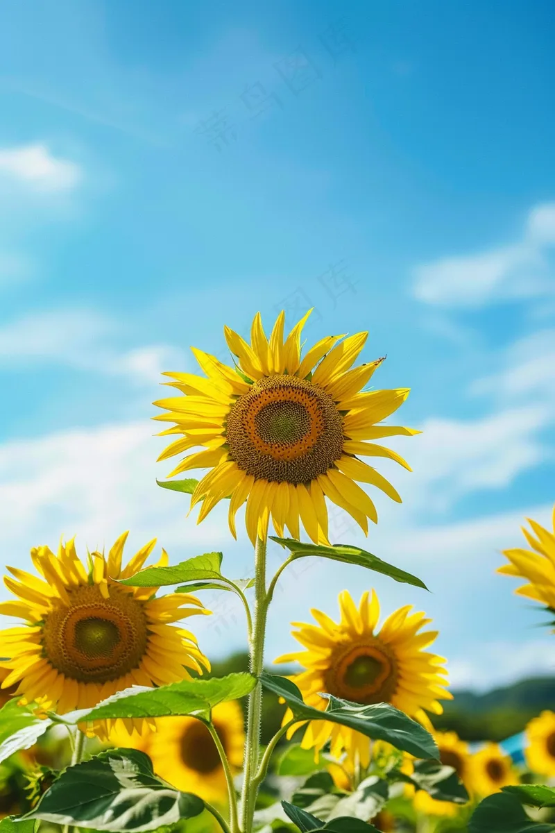向日葵向阳鲜花摄影图(2688x4032)