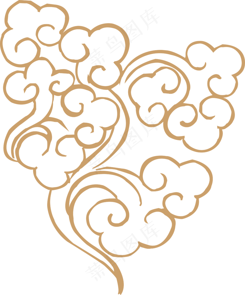 中式传统PNG免扣祥云中国风古典云吉祥图案工笔画创意素材 (132)