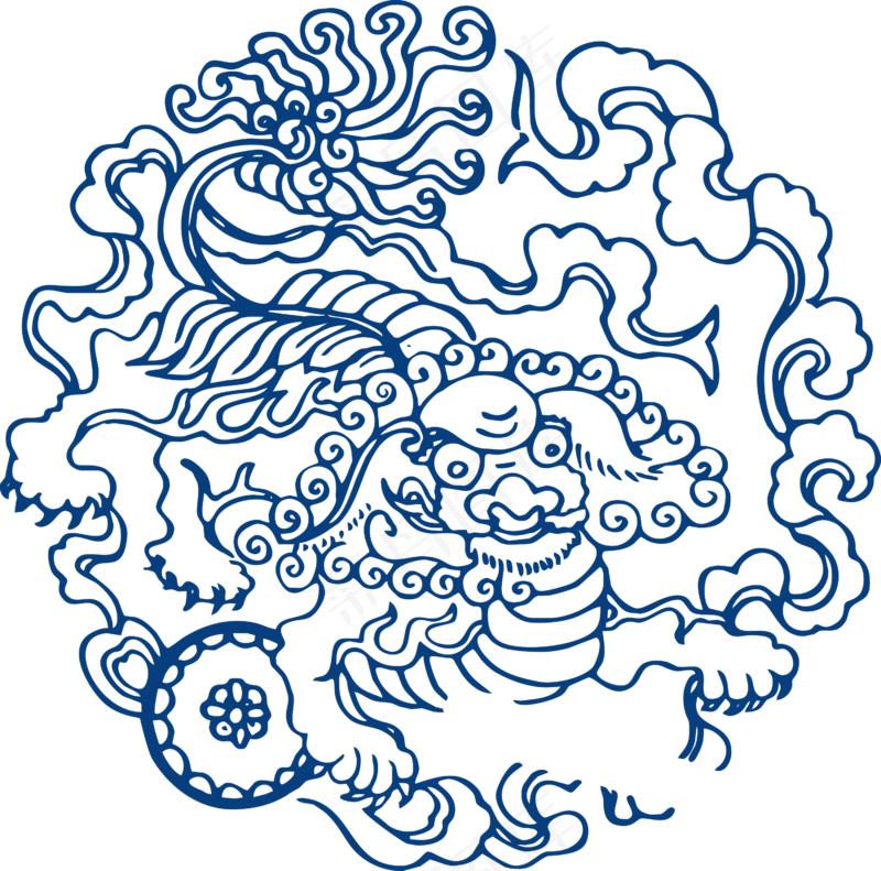 古代青花瓷图案花纹中国风图案祥云纹理传统图腾矢量AI设计PNG免扣素材