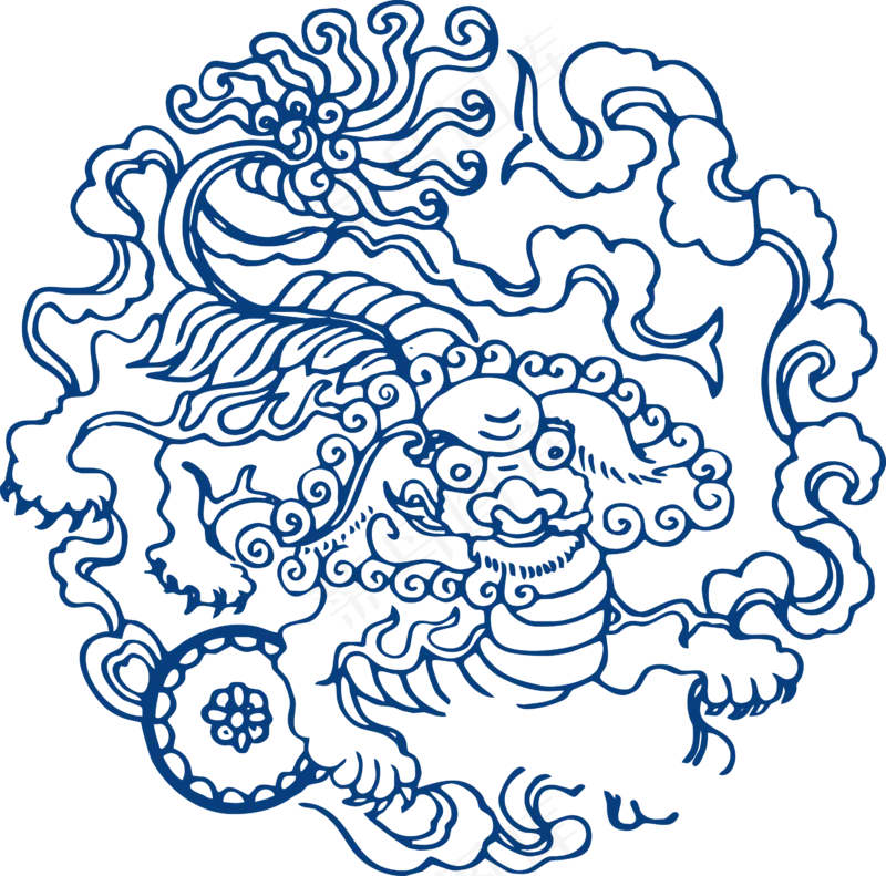古代青花瓷图案花纹中国风图案祥云纹理传统图腾矢量AI设计PNG免扣素材