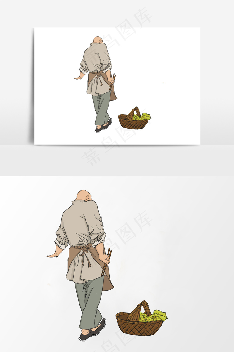 插画丨国风人物丨劳动者015丨PPT插图