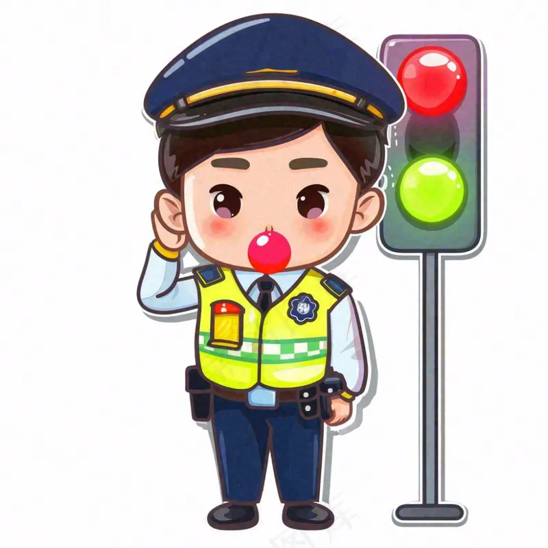交警警察红绿灯公职劳动人物插画免抠(1024x1024)