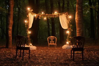 户外婚礼森林夜晚森系摄影图