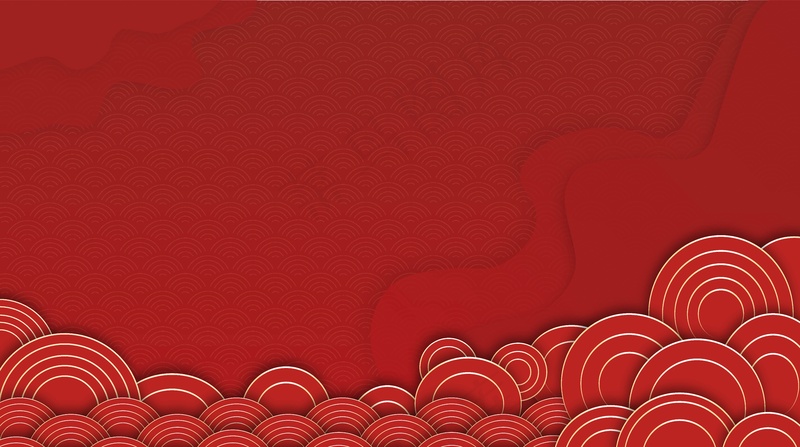 红色简约风祥云背景
