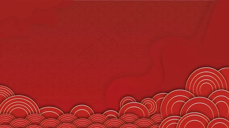 红色简约风祥云背景