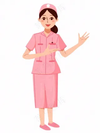 粉色护士服医生医疗人物卡通插画免抠