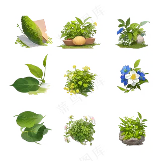 绿色手绘小植物花草系列免抠素材93