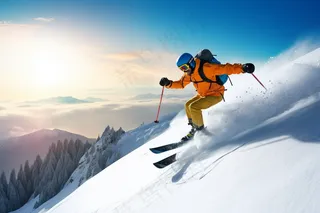 滑雪运动山坡白雪山地摄影图