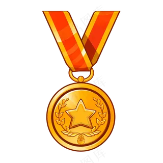 卡通手绘金牌奖牌线条插画矢量装饰元素