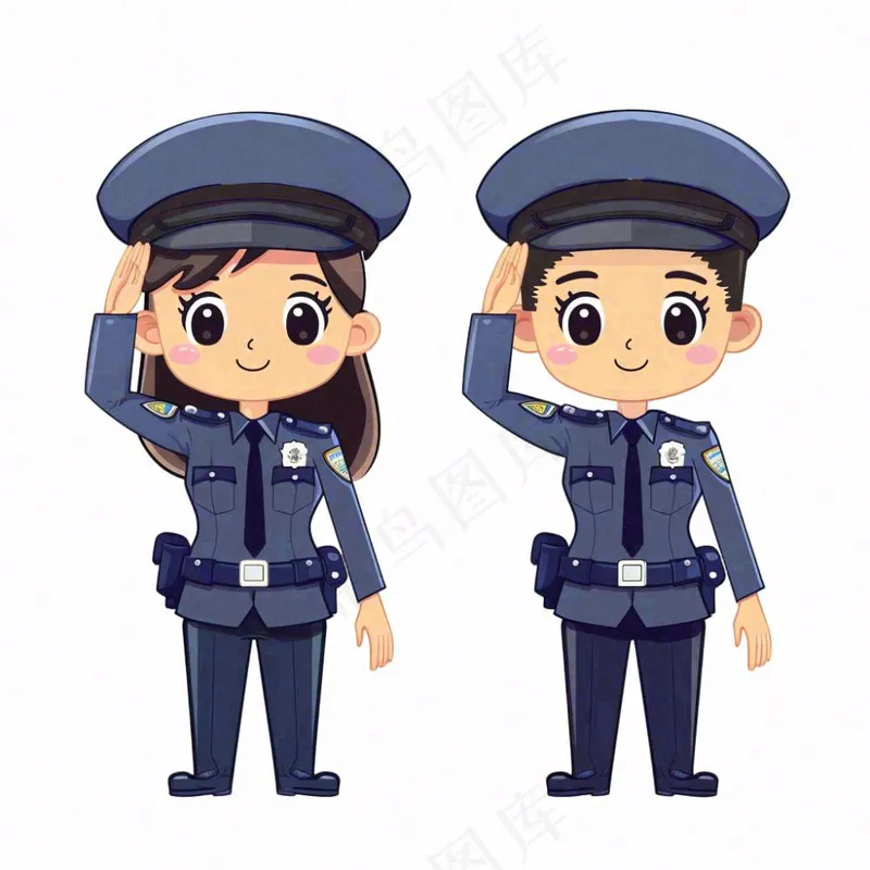 警察辅警公职劳动人物卡通插画免抠(1024x1024)