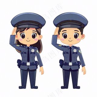 警察辅警公职劳动人物卡通插画免抠