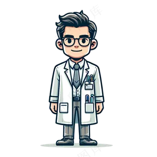 科学家 卡通人物插画