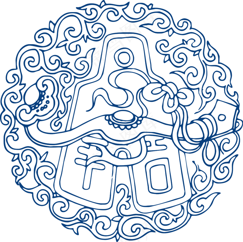古代青花瓷图案花纹中国风图案祥云纹理传统图腾PNG免扣素材