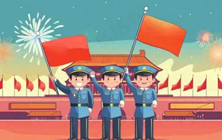 抗战胜利日卡通建军节军人插画背景