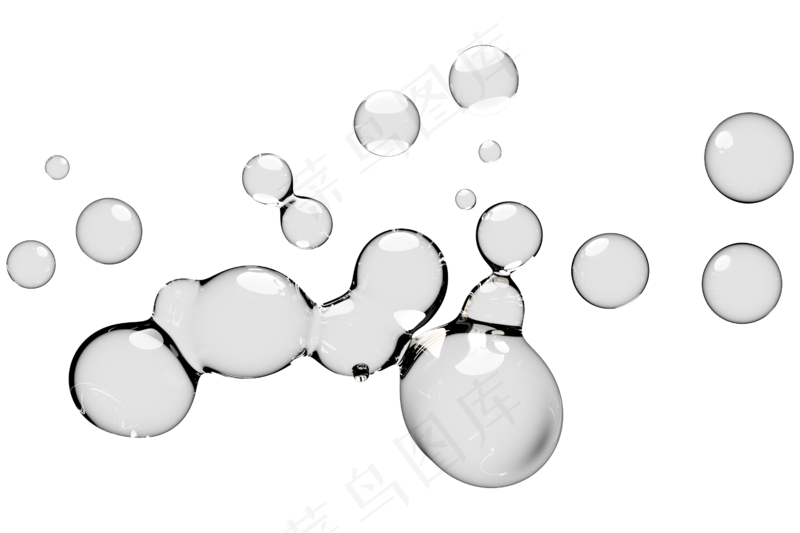 高清日系极简逼真透明水滴液体气泡水珠空气感png免扣素材 (