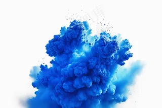白色背景蓝色尘埃烟雾爆炸产生冲击波图片