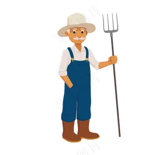 免扣干农活的卡通老人