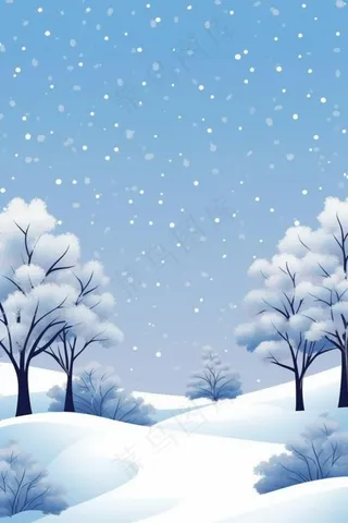 清新蓝色雪景背景