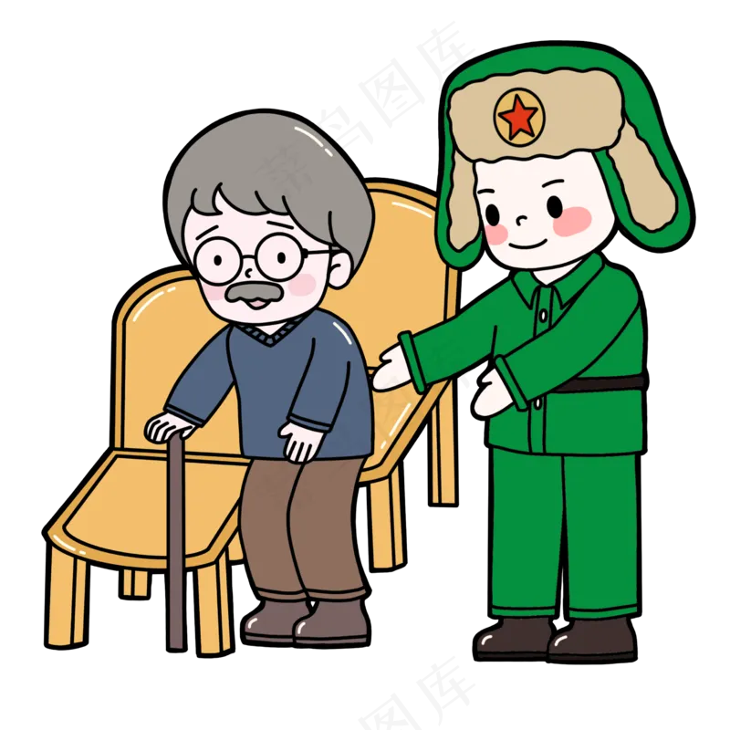 军绿色雷锋人物免扣元素 (20)