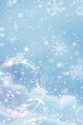 冬天雪花白雪气泡立冬小雪大雪冬至插画背景