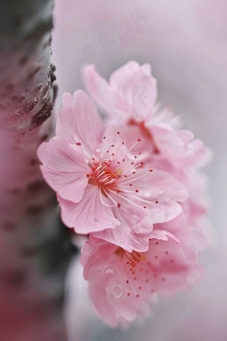春日桃花粉色花朵摄影图