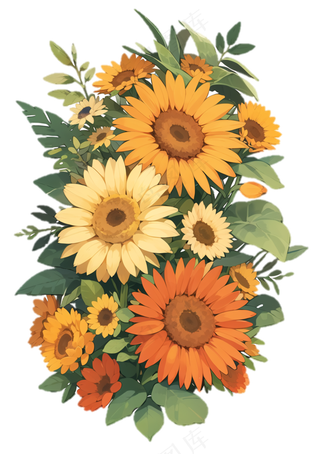 向日葵花丛 免抠透明底