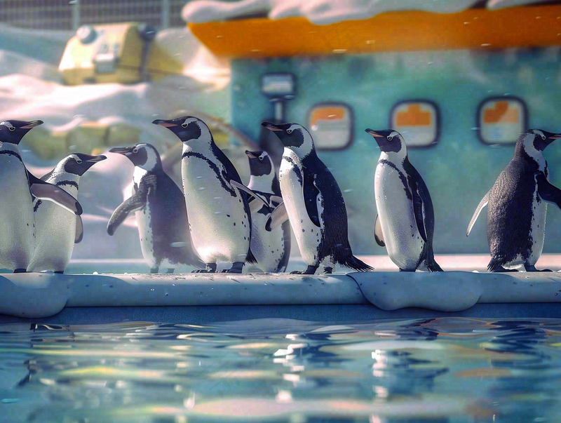海洋馆动物园冰雪天地的企鹅寒冷动物摄影图