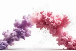 爆炸淡紫色粉红色烟雾云白色背景图片