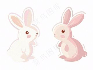 小白兔动物卡通插画免抠