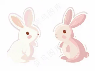 小白兔动物卡通插画免抠