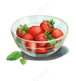 草莓碗卡通插画免抠 草莓碗卡通插画免抠