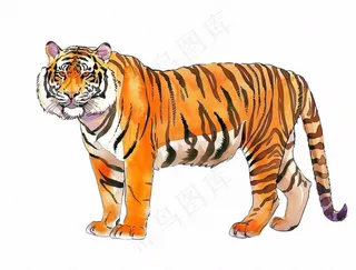 老虎丛林之王动物卡通插画免抠