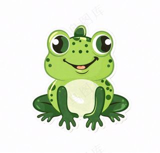 青蛙绿蛤蟆动物昆虫卡通插画免抠