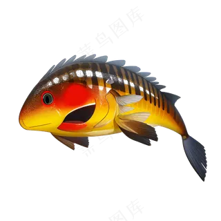 黄色卡通手绘鱼免抠素材54